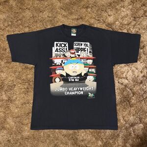 Vintage 1998 South Park Cartman Jumbo Heavyweight Champion T-Shirt Black XLarge